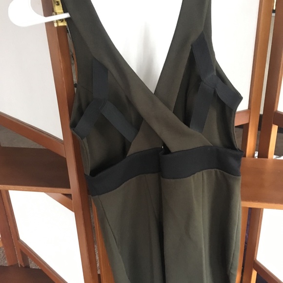 Fitted Olive Green Solemio Dress with Back Detail - Picture 2 of 2